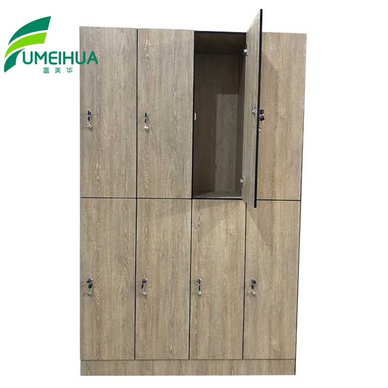 8-door Wood Grain Compact Laminate Locker for Yoga Studio Changing Room